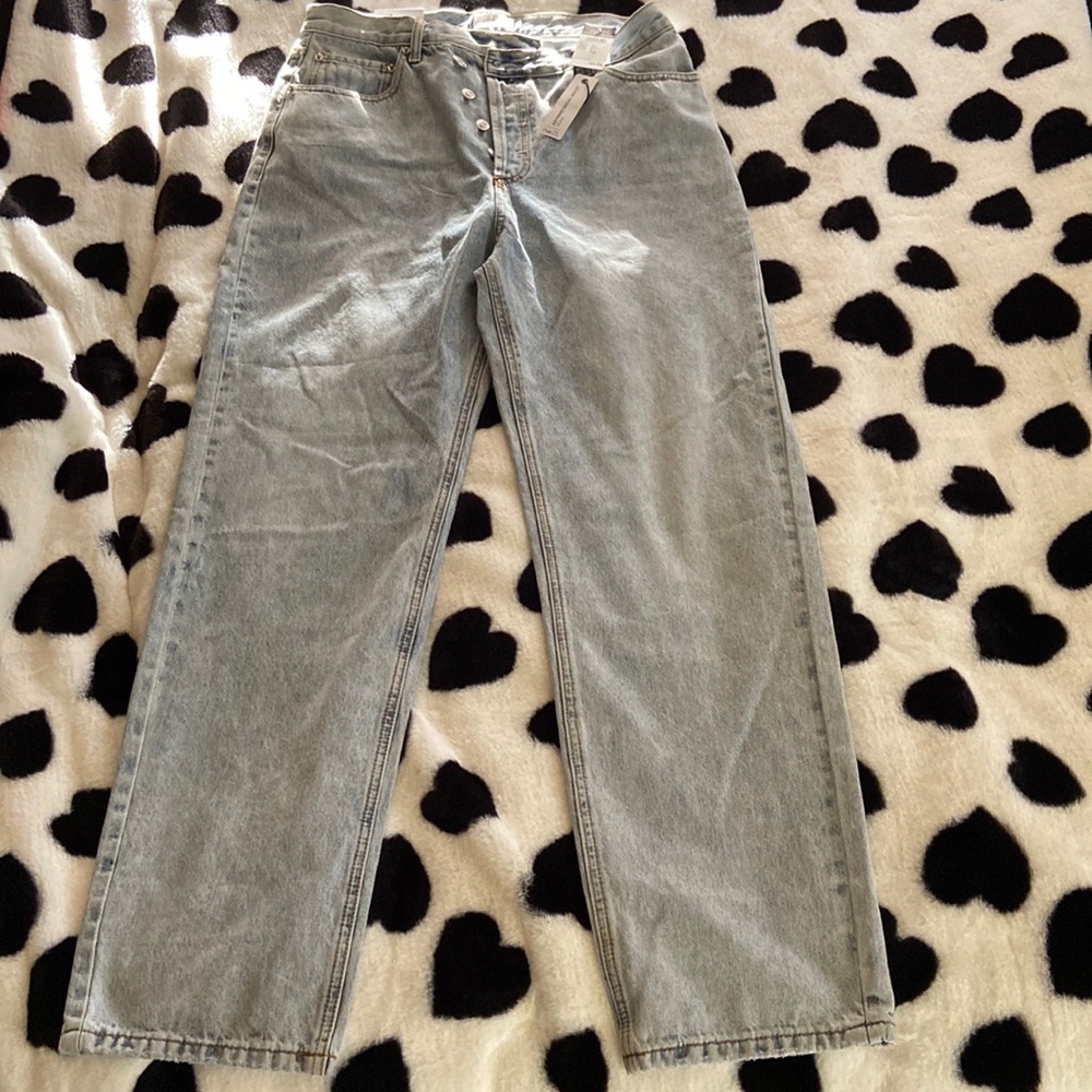 Super high rise asymmetrical waist jeans